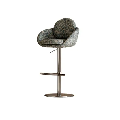Modern Swivel Fabric Upholstered Bar Stools Stainless Steel Image - 15