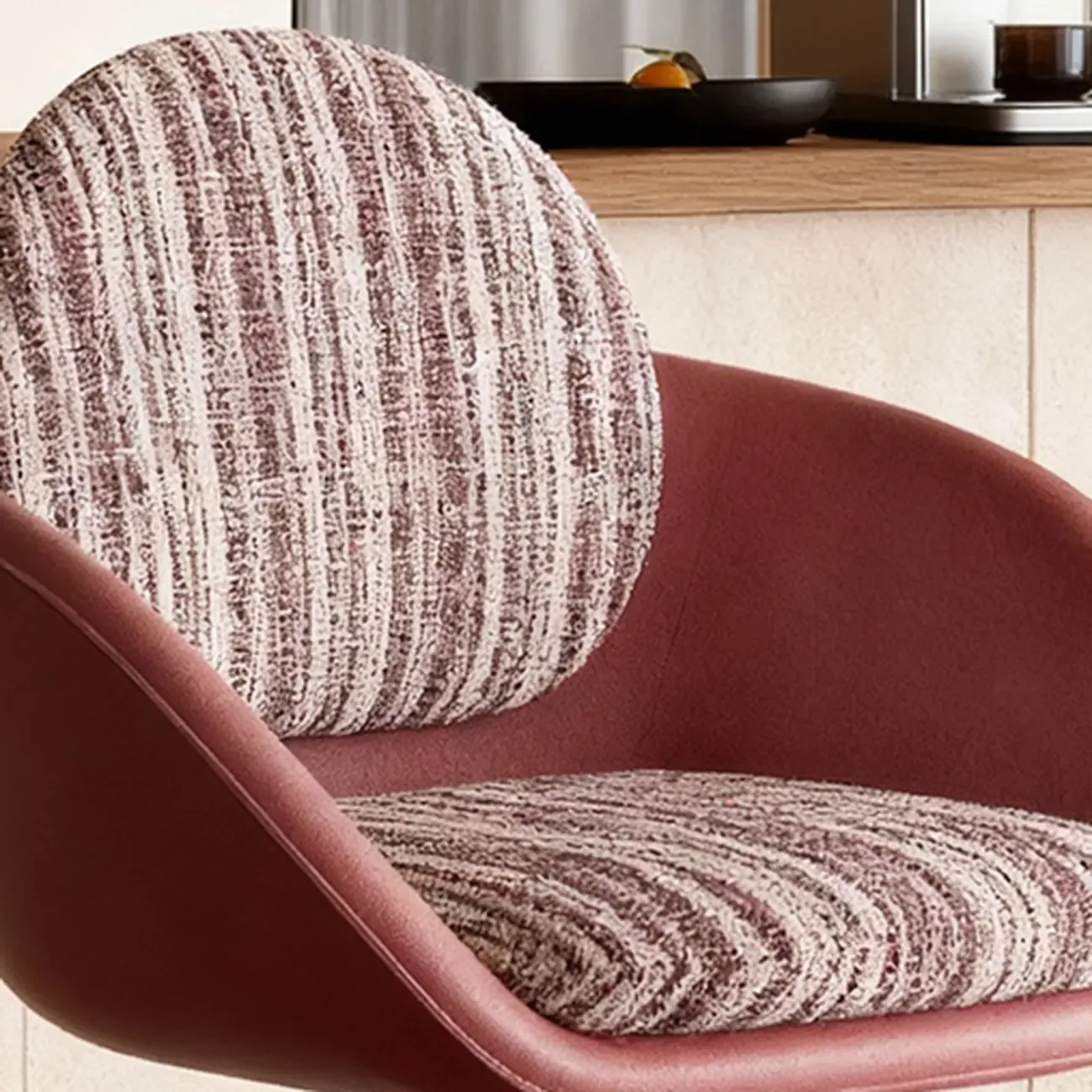 Modern Swivel Fabric Upholstered Bar Stools Stainless Steel Image - 2