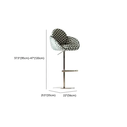 Modern Swivel Fabric Upholstered Bar Stools Stainless Steel Image - 9