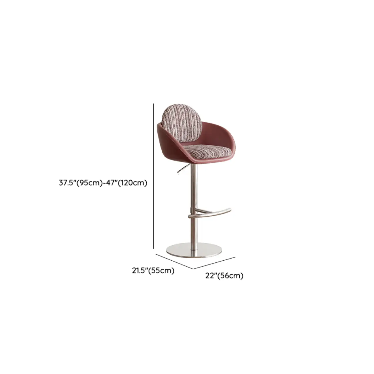 Modern Swivel Fabric Upholstered Bar Stools Stainless Steel #size | homeyfad