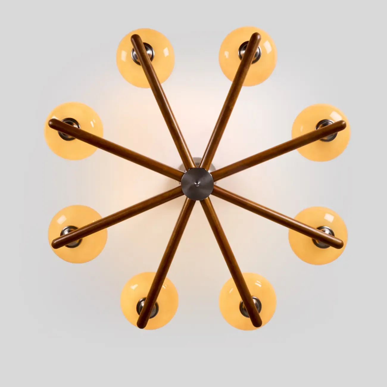 Amber Wooden Glass Linear Modern Chandelier 8-Light Image - 5