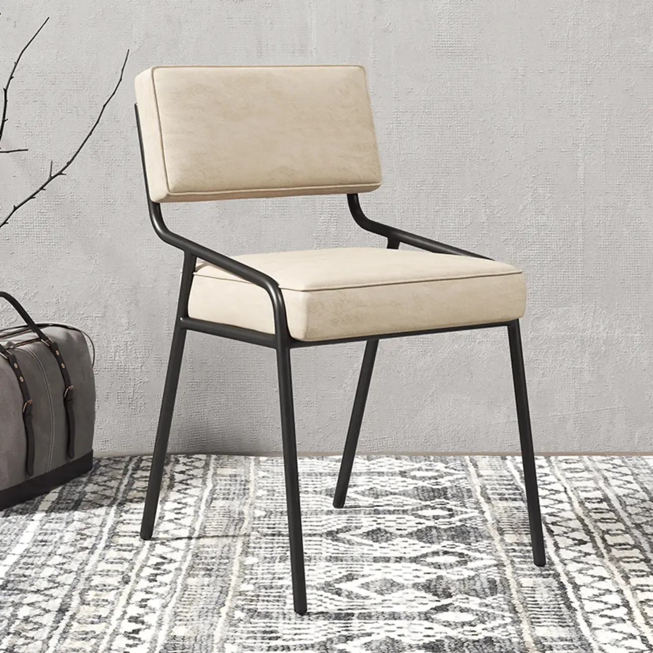 Modern Rectangle Faux Leather Open Back Dining Chair | HomeyFad