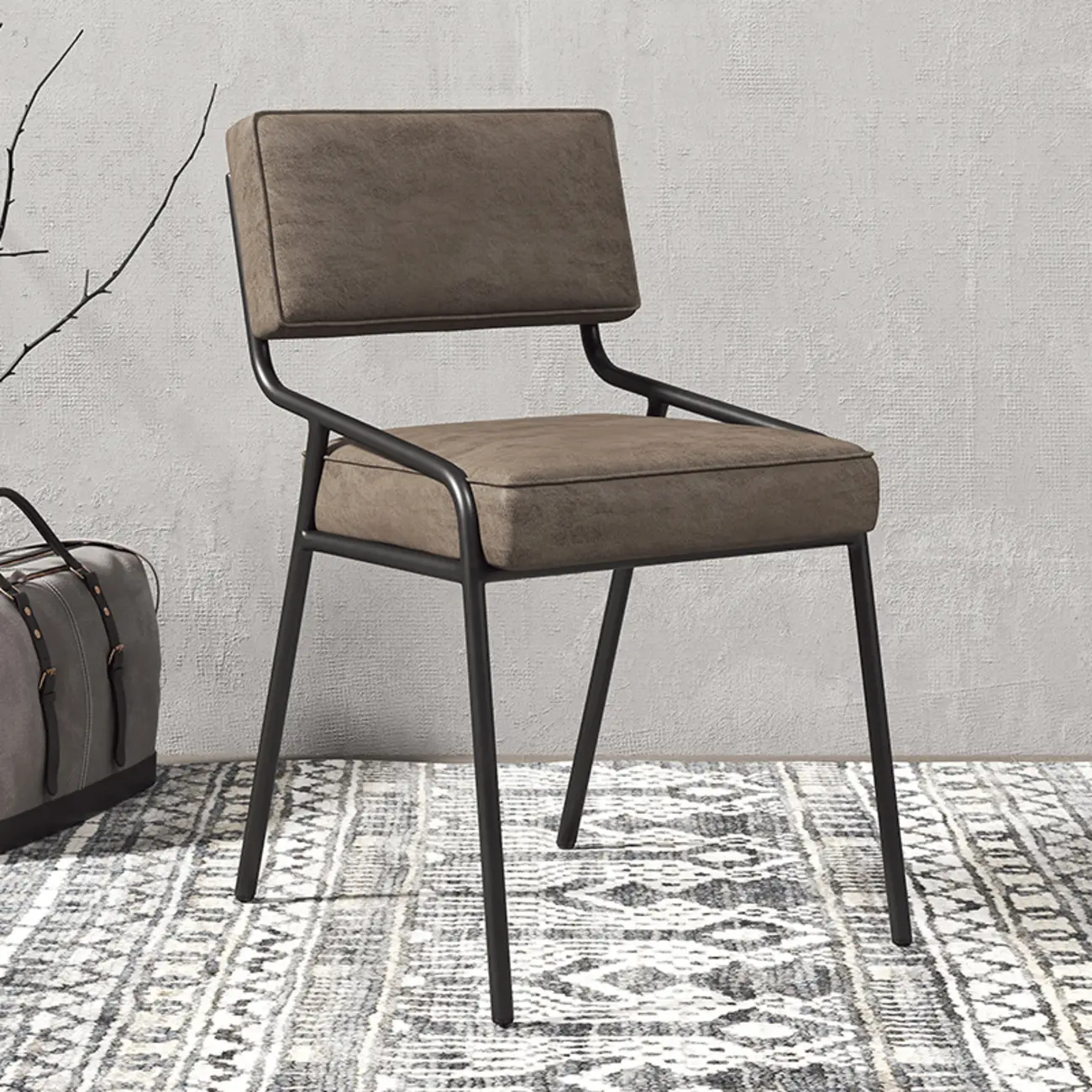Modern Rectangle Faux Leather Open Back Dining Chair Image - 5 | homeyfad