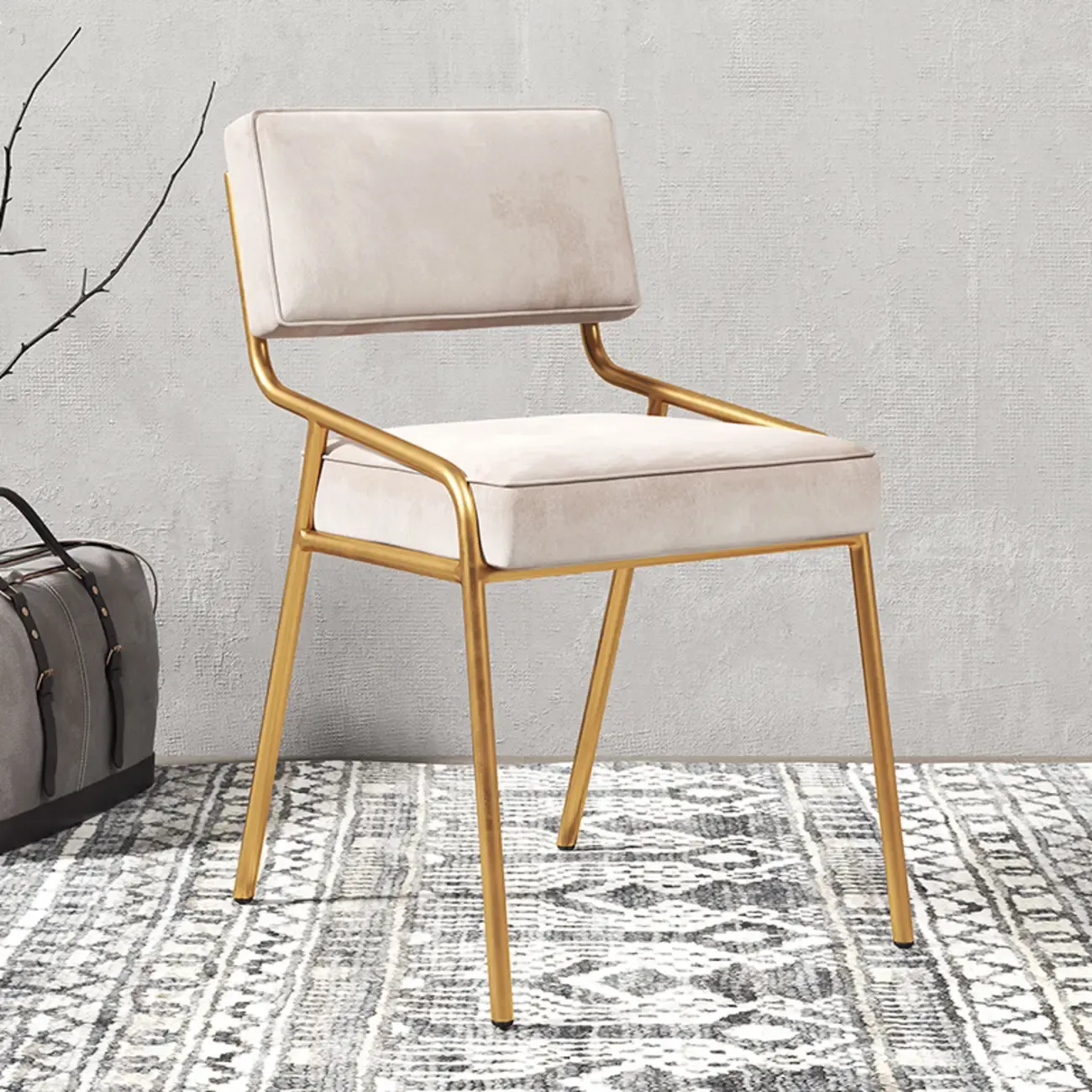 Modern Rectangle Faux Leather Open Back Dining Chair Image - 9