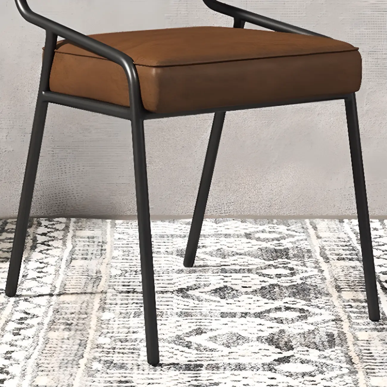 Modern Rectangle Faux Leather Open Back Dining Chair Image - 10 | homeyfad