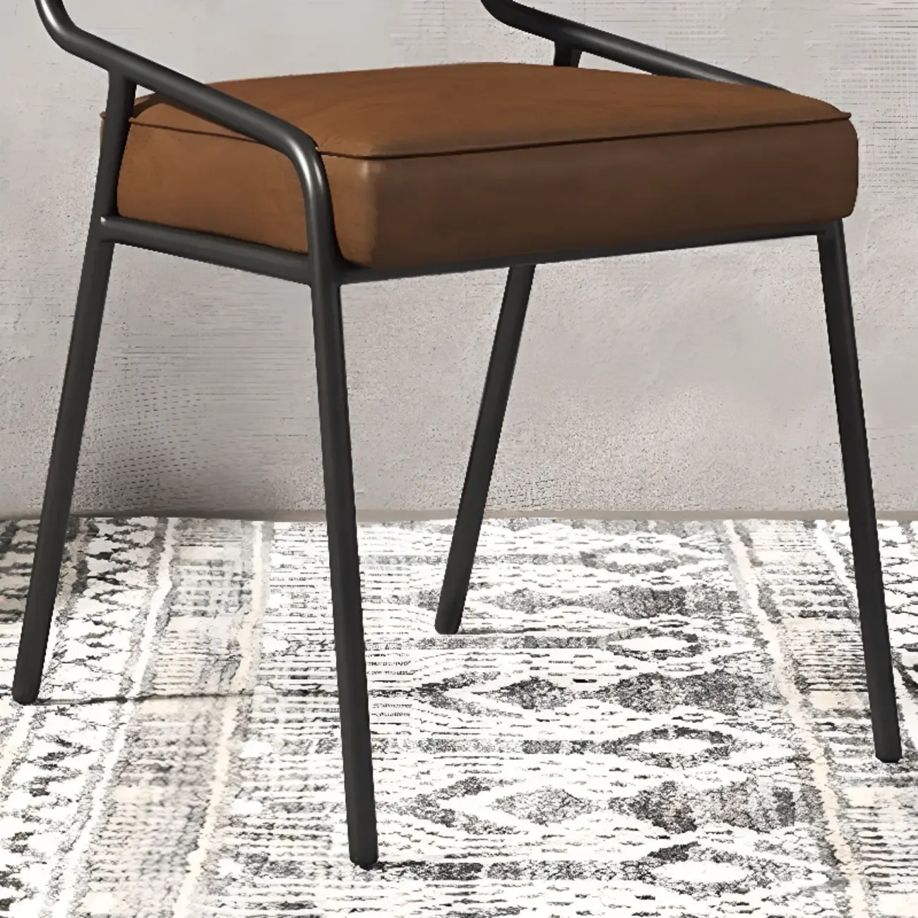 Modern Rectangle Faux Leather Open Back Dining Chair Image - 10