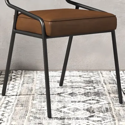 Modern Rectangle Faux Leather Open Back Dining Chair Image - 10