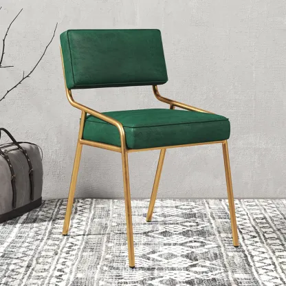 Modern Rectangle Faux Leather Open Back Dining Chair Image - 13