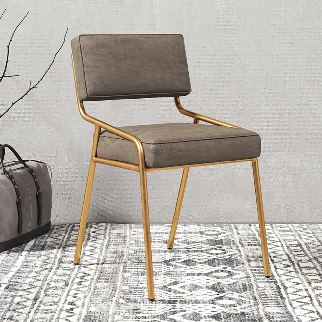 Modern Rectangle Faux Leather Open Back Dining Chair Image - 14 | homeyfad