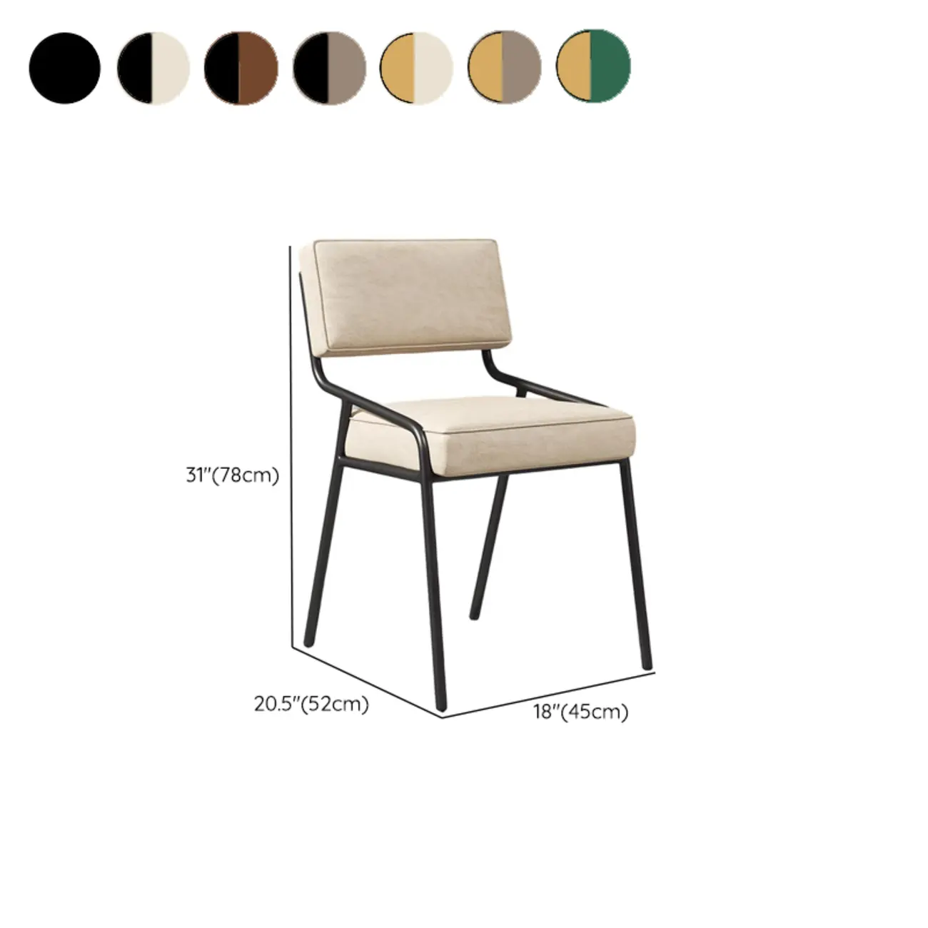 Modern Rectangle Faux Leather Open Back Dining Chair #size | homeyfad