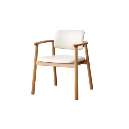 Nordic Open Back Upholstered Wooden Dining Arm Chair Image - 7