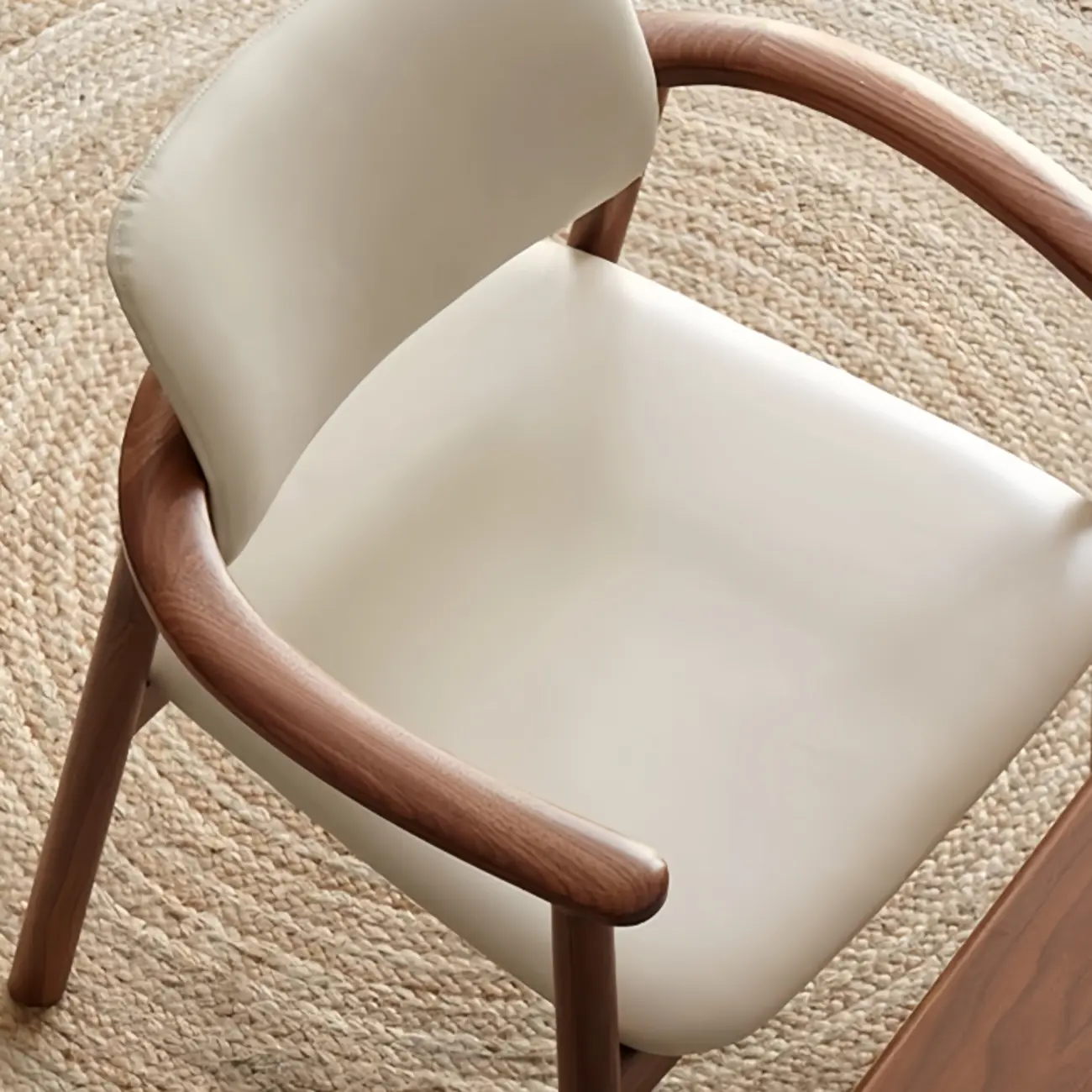 Nordic Open Back Upholstered Wooden Dining Arm Chair Image - 4 | homeyfad