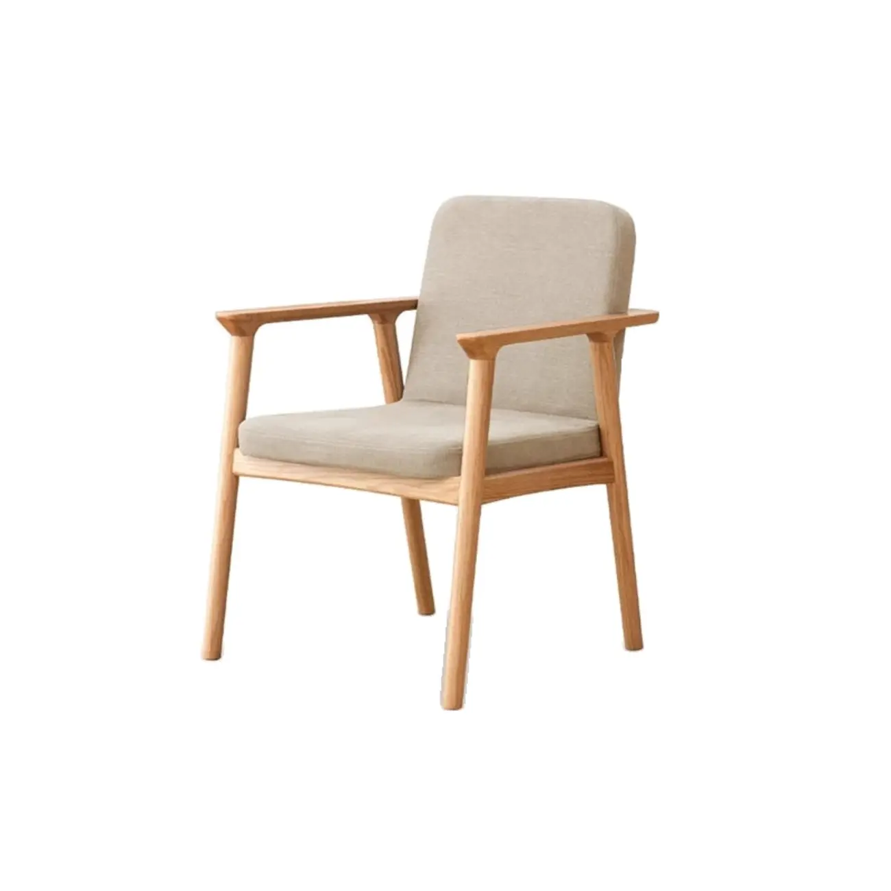 Nordic Open Back Upholstered Wooden Dining Arm Chair Image - 11 | homeyfad