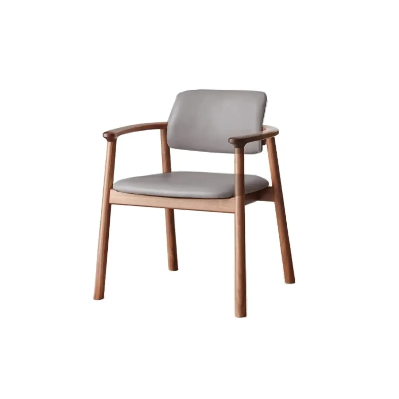 Nordic Open Back Upholstered Wooden Dining Arm Chair Image - 12