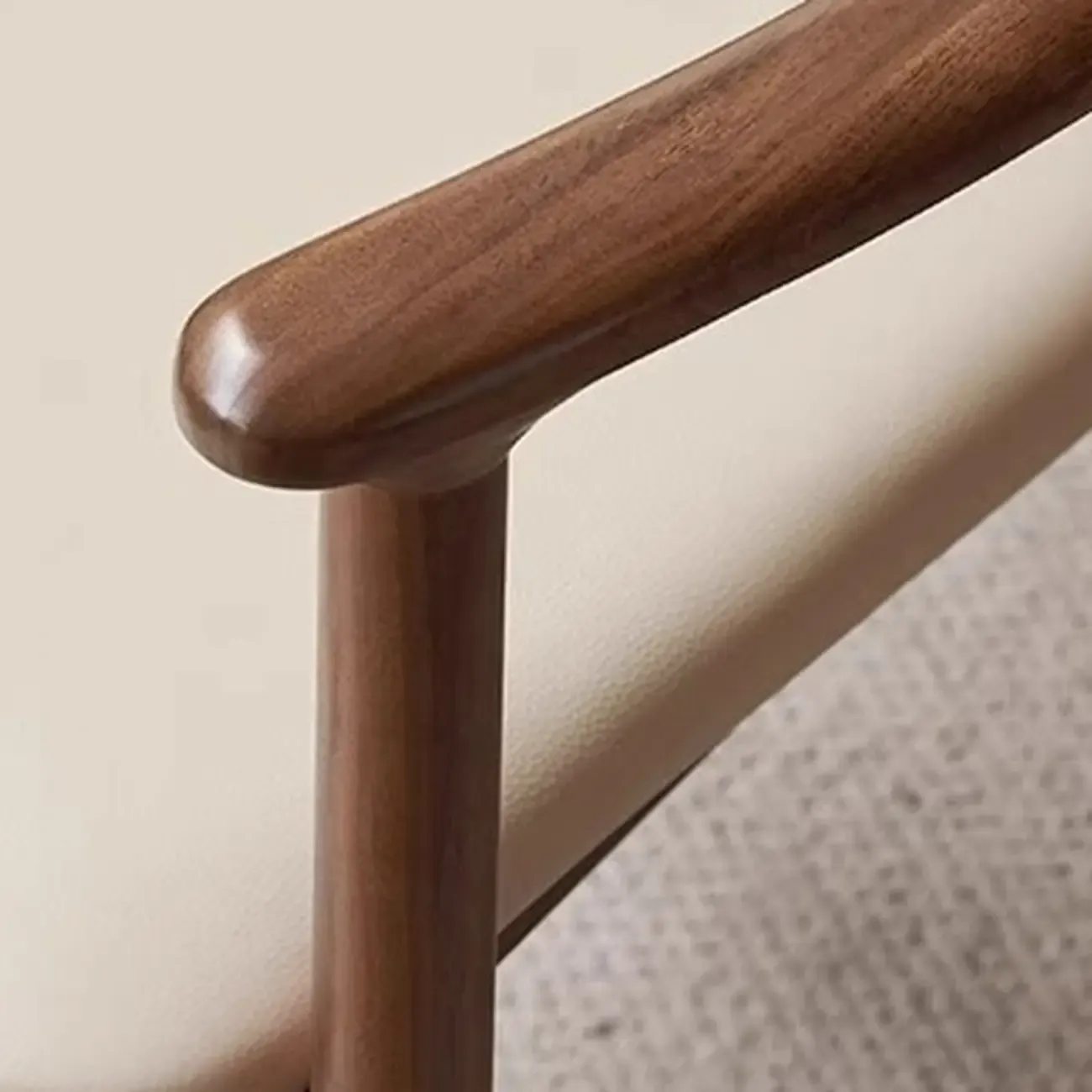 Nordic Open Back Upholstered Wooden Dining Arm Chair Image - 6