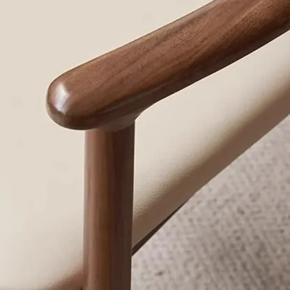 Nordic Open Back Upholstered Wooden Dining Arm Chair Image - 6