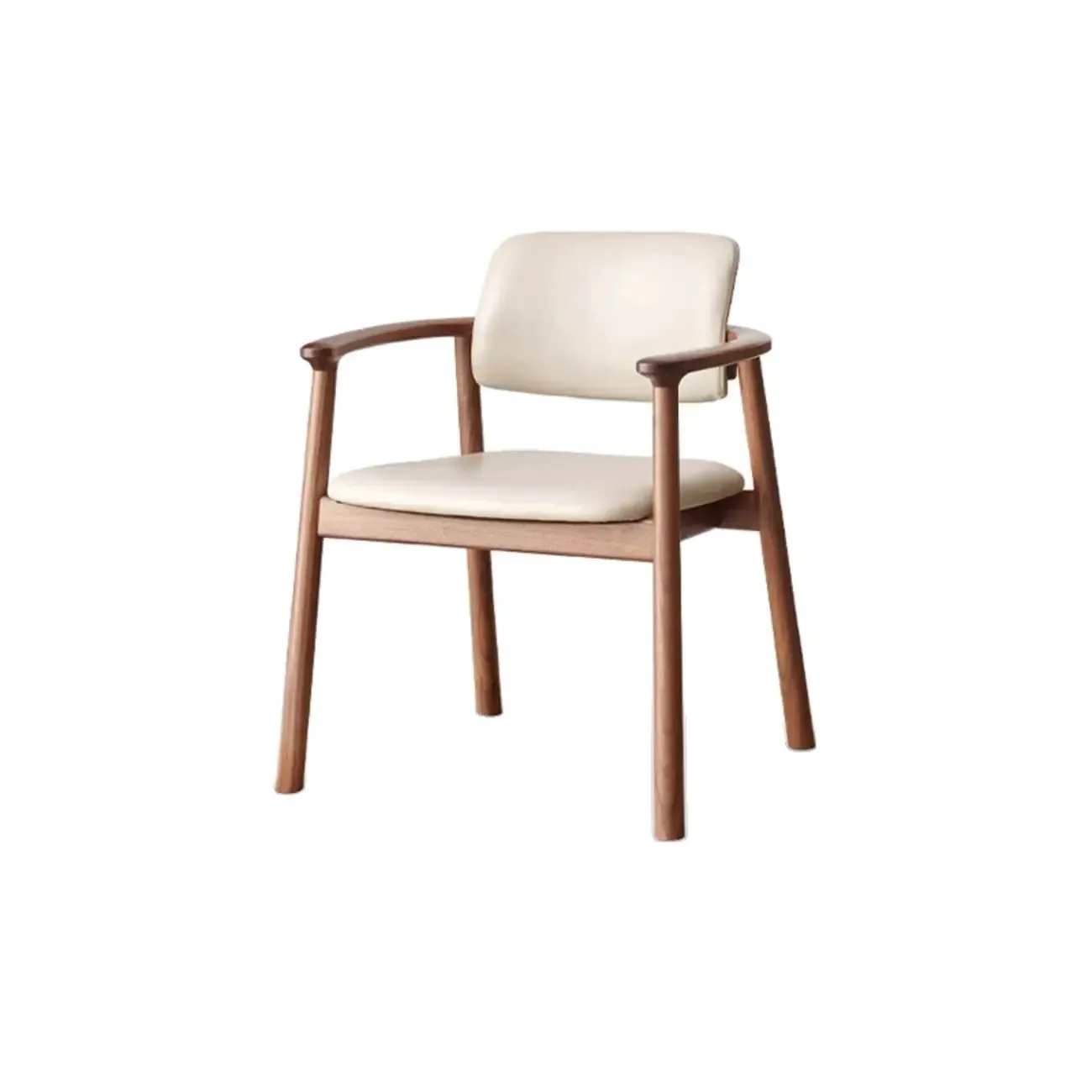 Nordic Open Back Upholstered Wooden Dining Arm Chair Image - 13