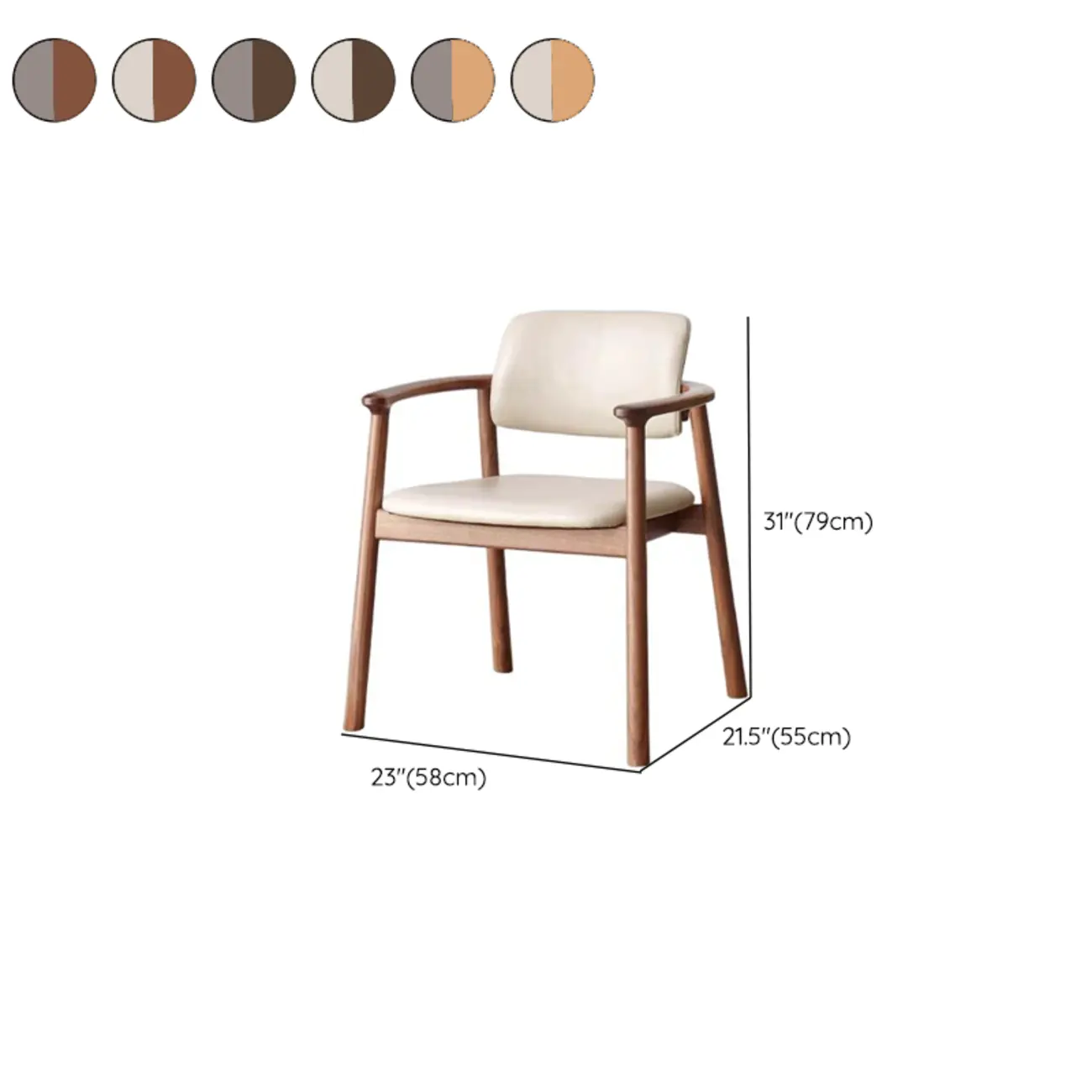 Nordic Open Back Upholstered Wooden Dining Arm Chair #size | homeyfad