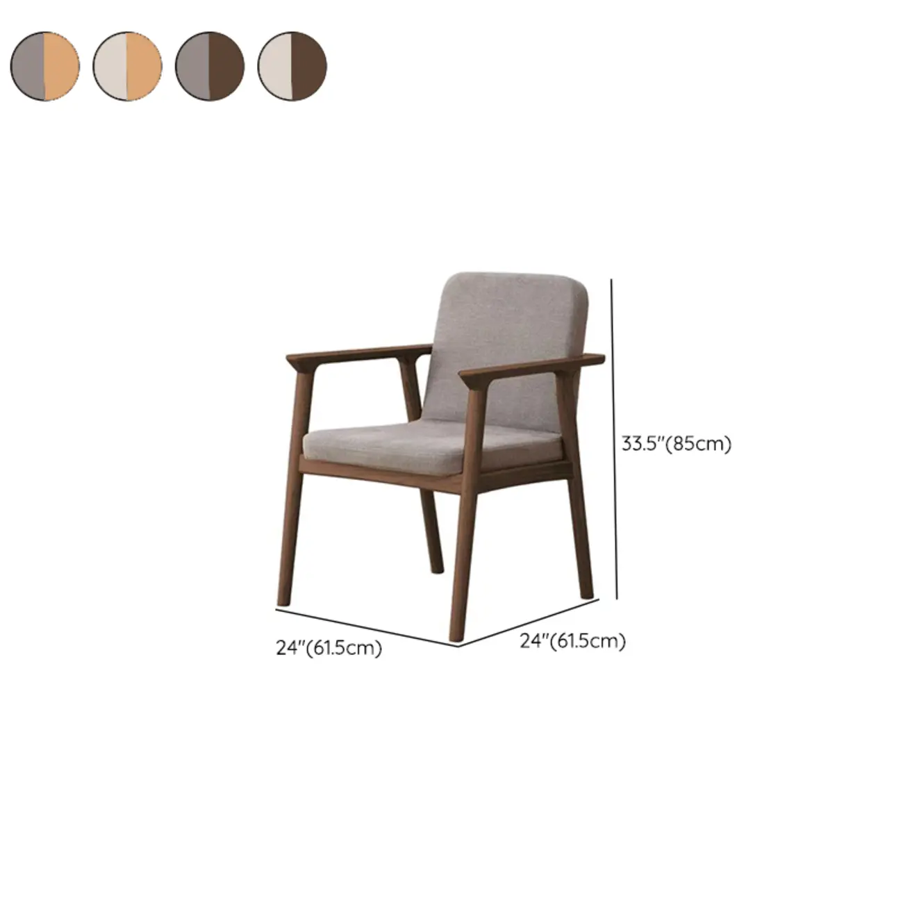 Nordic Open Back Upholstered Wooden Dining Arm Chair Image - 18 | homeyfad