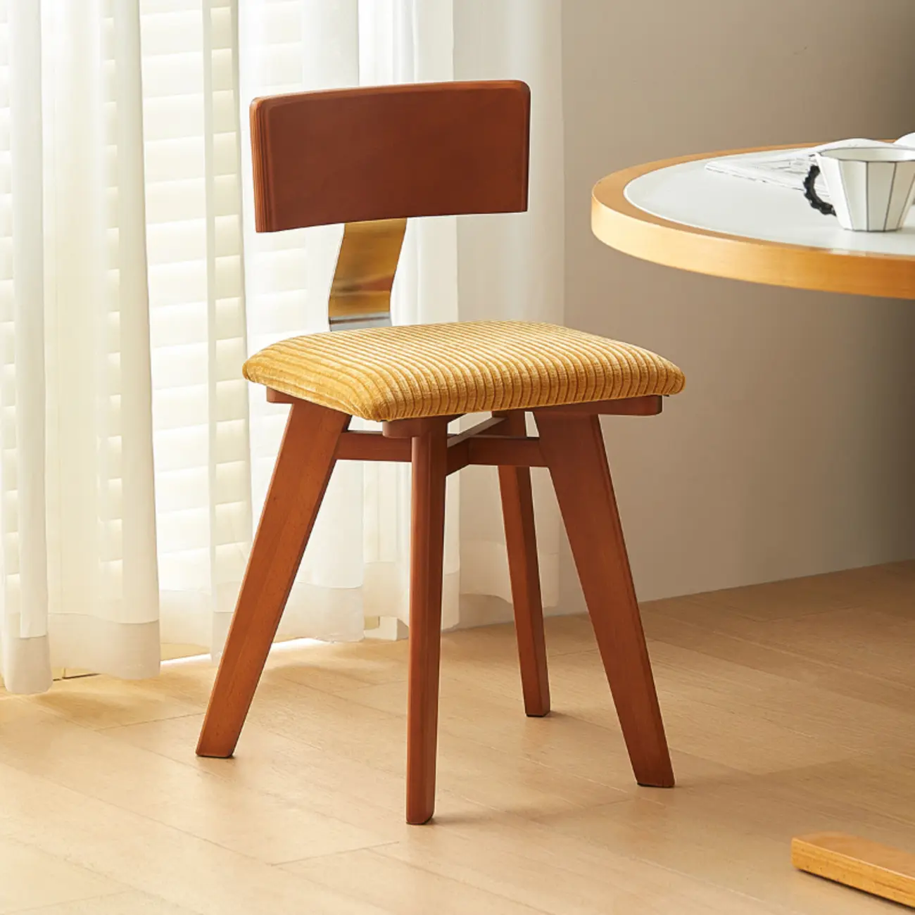 Mid-century Modern Cushioned Wooden Armless Dining Chair Image - 1 | homeyfad