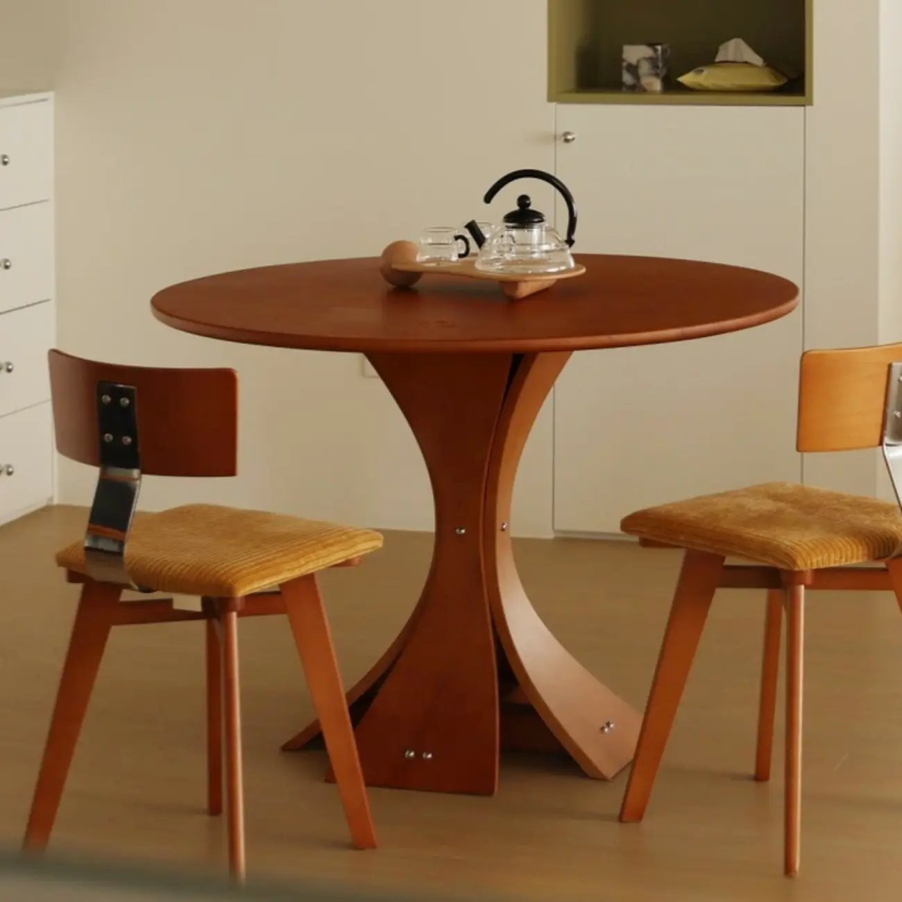 Mid-century Modern Cushioned Wooden Armless Dining Chair Image - 5 | homeyfad