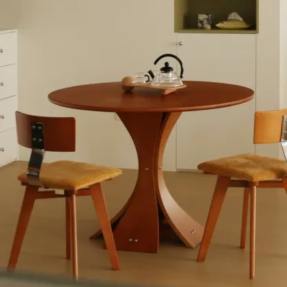 Mid-century Modern Cushioned Wooden Armless Dining Chair Image - 5