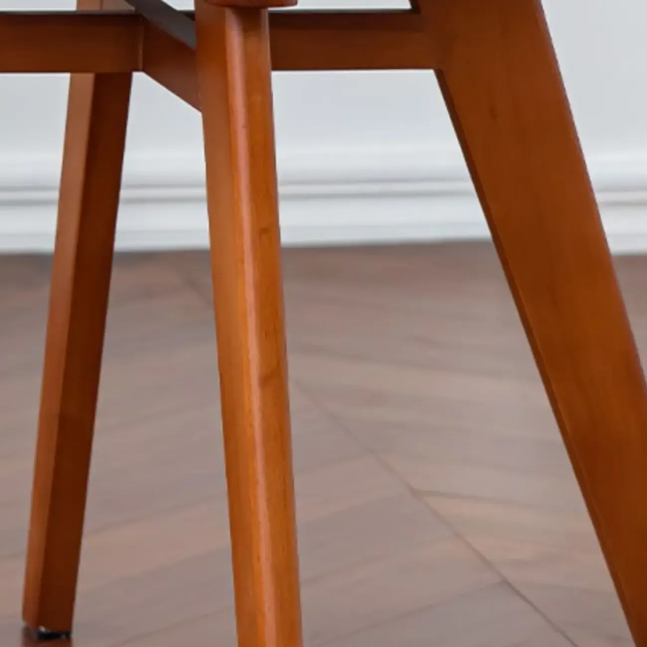 Mid-century Modern Cushioned Wooden Armless Dining Chair Image - 9