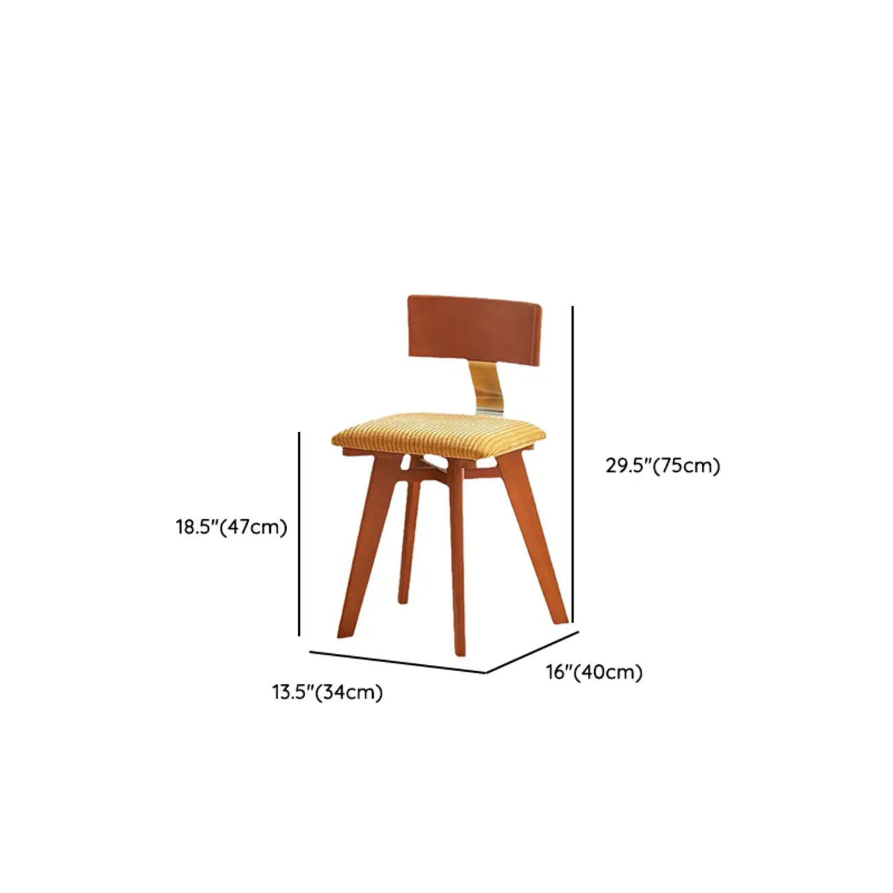 Mid-century Modern Cushioned Wooden Armless Dining Chair #size | homeyfad