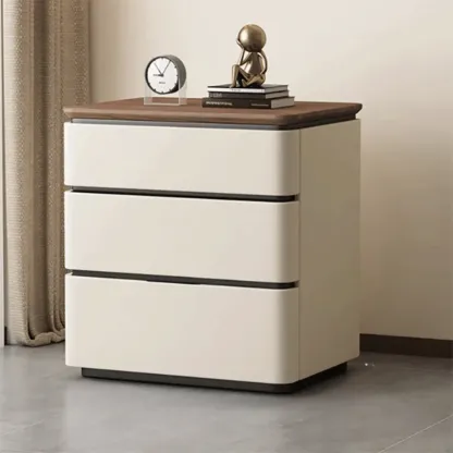 Elegant Modern Wood Three-Drawer Nightstand Image - 2