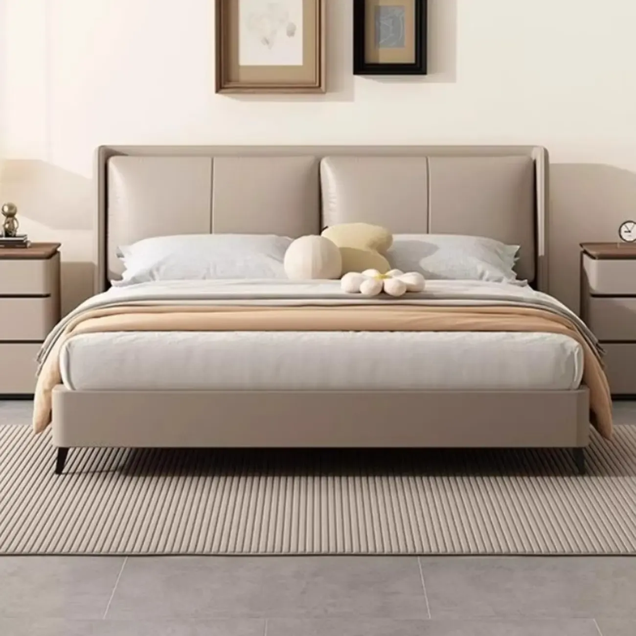 Elegant Modern Wood Three-Drawer Nightstand Image - 4