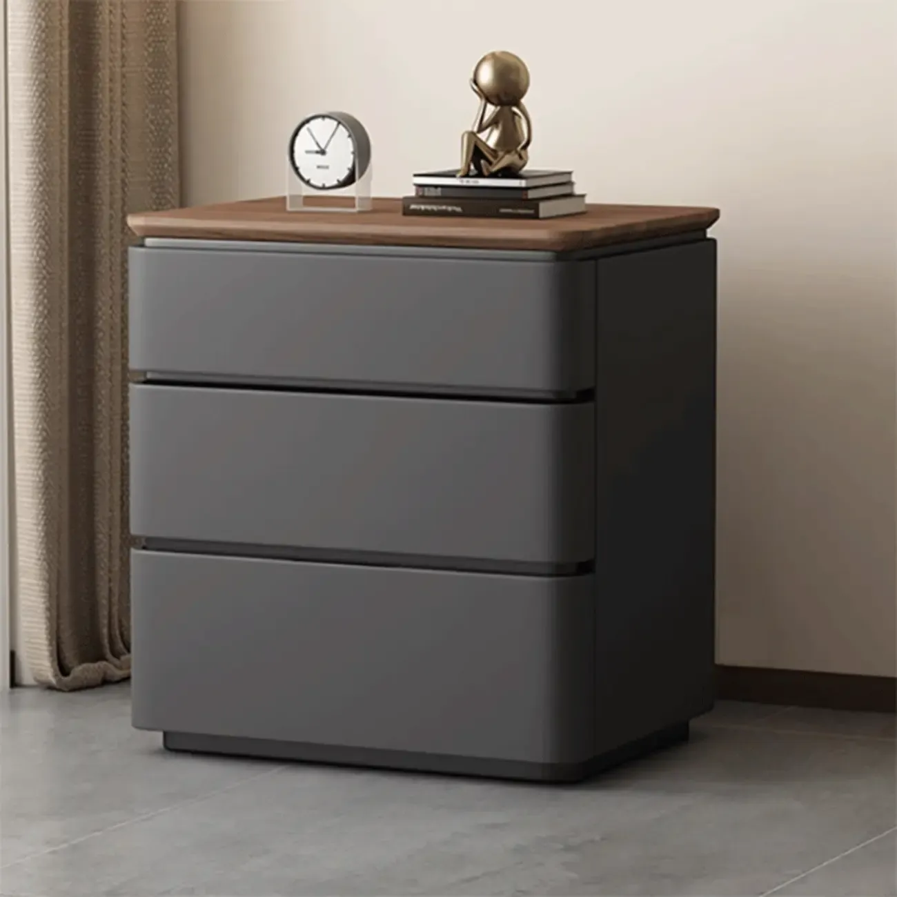 Elegant Modern Wood Three-Drawer Nightstand Image - 5