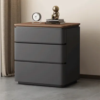 Elegant Modern Wood Three-Drawer Nightstand Image - 5