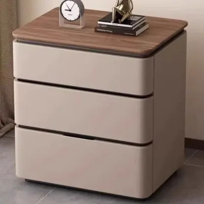 Elegant Modern Wood Three-Drawer Nightstand Image - 6