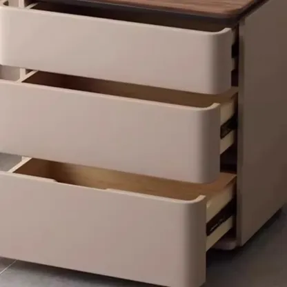 Elegant Modern Wood Three-Drawer Nightstand Image - 8