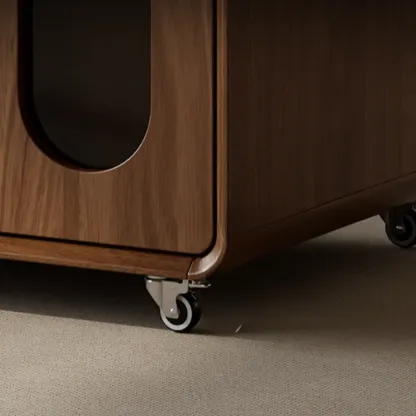 Elegant Brown Rolling Wood Side Table Adjustable Top Image - 7