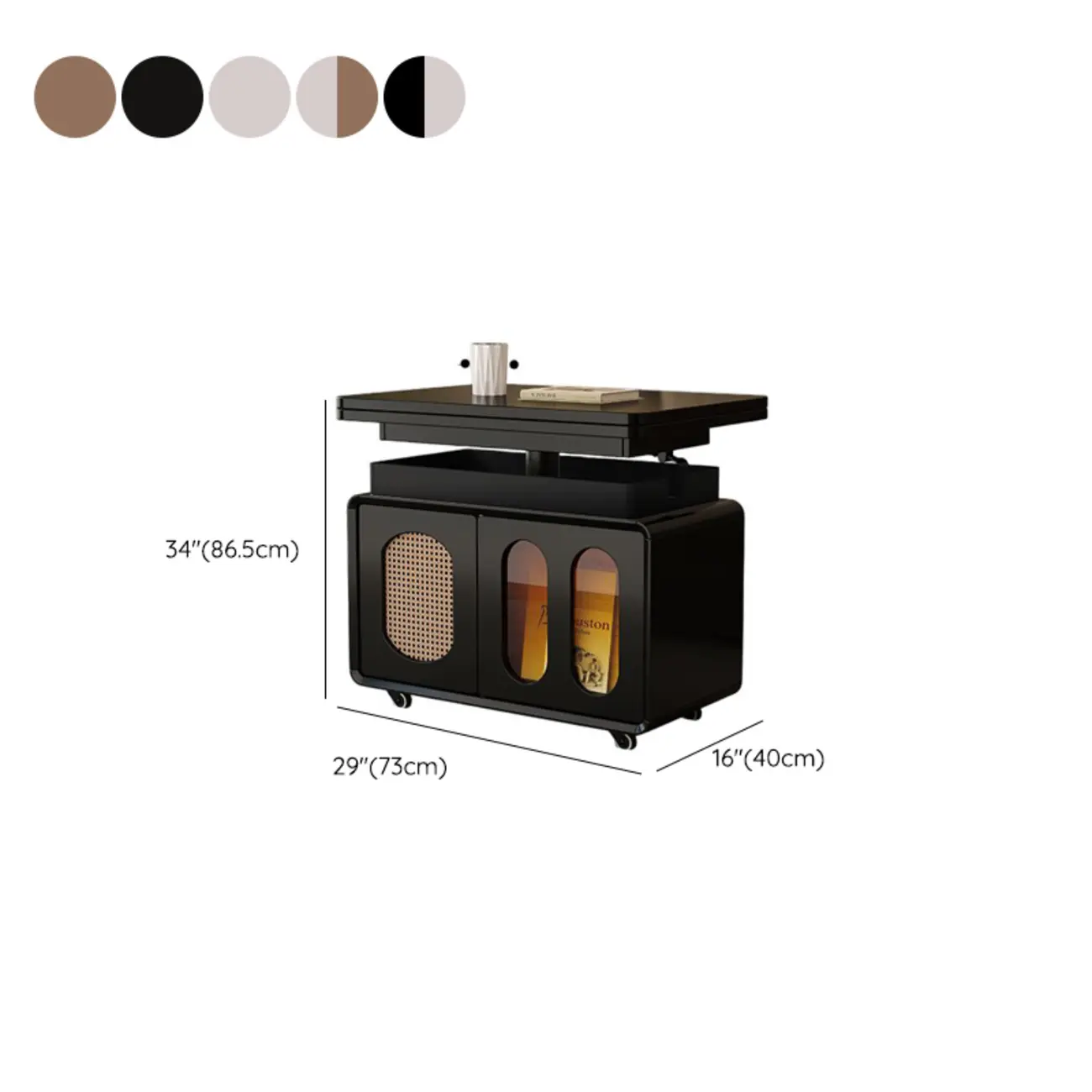 Elegant Brown Rolling Wood Side Table Adjustable Top #size | homeyfad