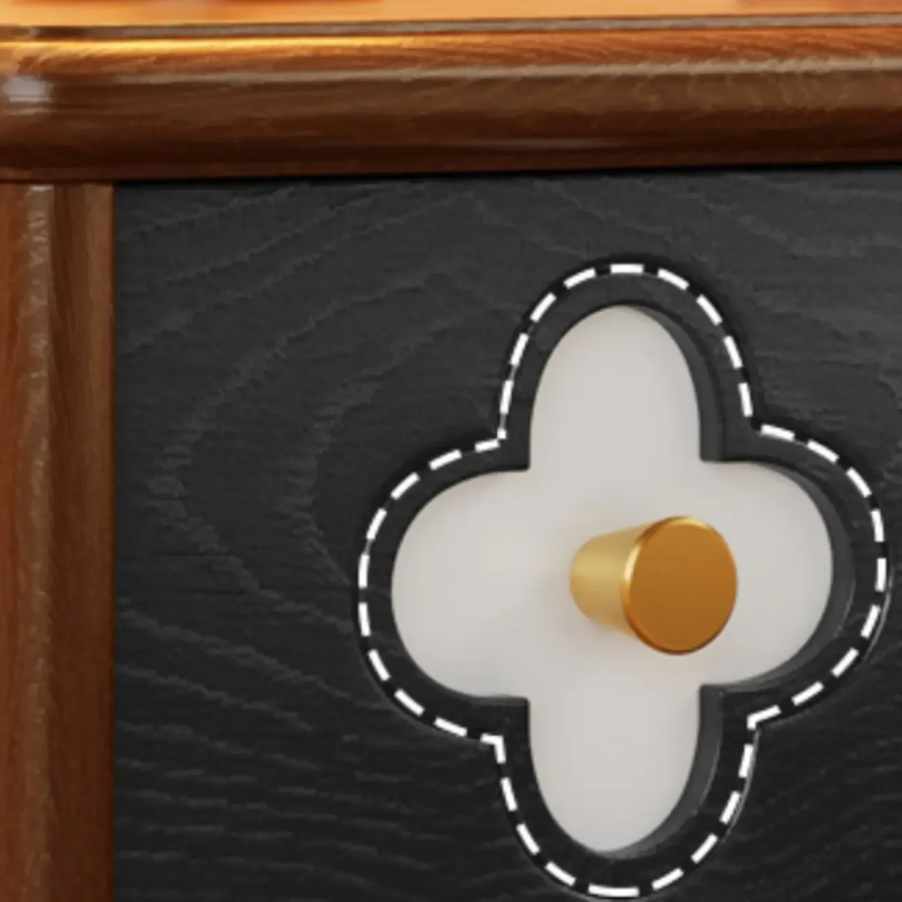 Mid Century Modern Wood Narrow Nightstand Floral Pattern Image - 6