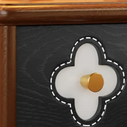 Mid Century Modern Wood Narrow Nightstand Floral Pattern Image - 6