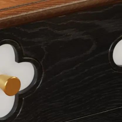 Mid Century Modern Wood Narrow Nightstand Floral Pattern Image - 8