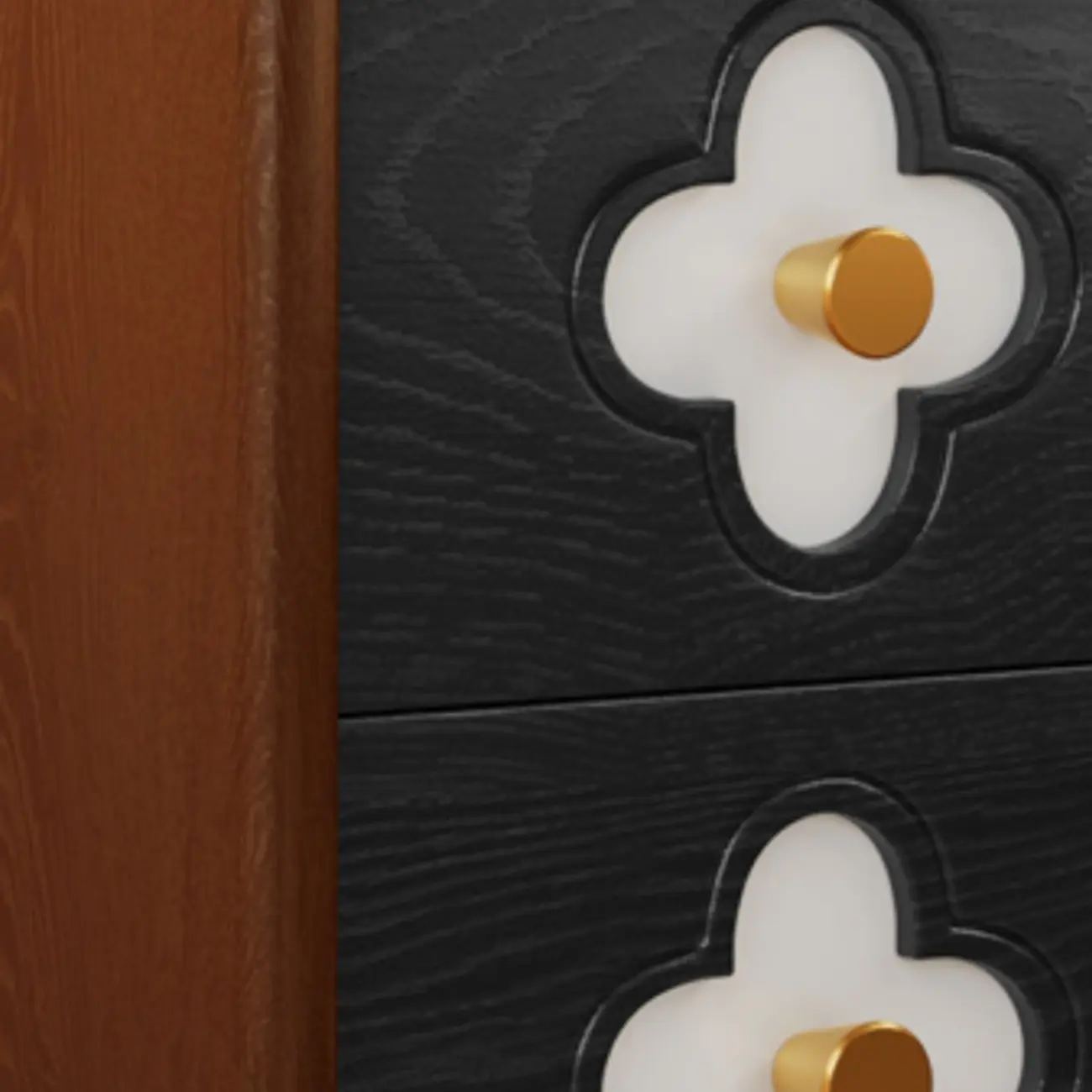 Mid Century Modern Wood Narrow Nightstand Floral Pattern Image - 10 | homeyfad