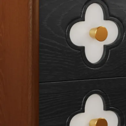 Mid Century Modern Wood Narrow Nightstand Floral Pattern Image - 10