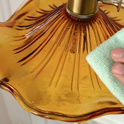 Vintage Glass Shade Wall Sconce with Brass Details Image - 5