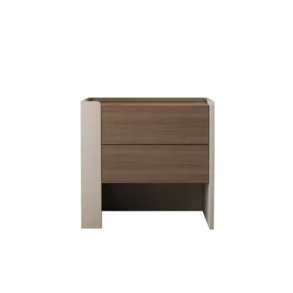 Industrial Modern Wood Open Storage Nightstand 2-drawer Image - 7