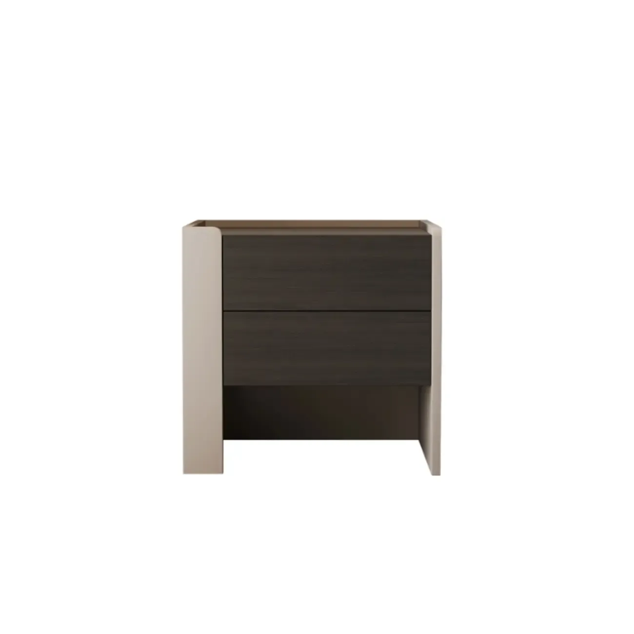 Industrial Modern Wood Open Storage Nightstand 2-drawer Image - 8
