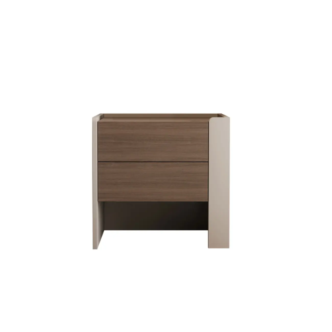 Industrial Modern Wood Open Storage Nightstand 2-drawer Image - 9 | homeyfad
