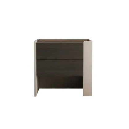 Industrial Modern Wood Open Storage Nightstand 2-drawer Image - 10