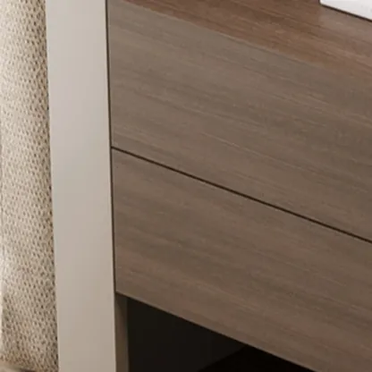 Industrial Modern Wood Open Storage Nightstand 2-drawer Image - 5
