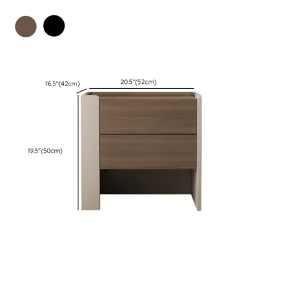 Industrial Modern Wood Open Storage Nightstand 2-drawer #size