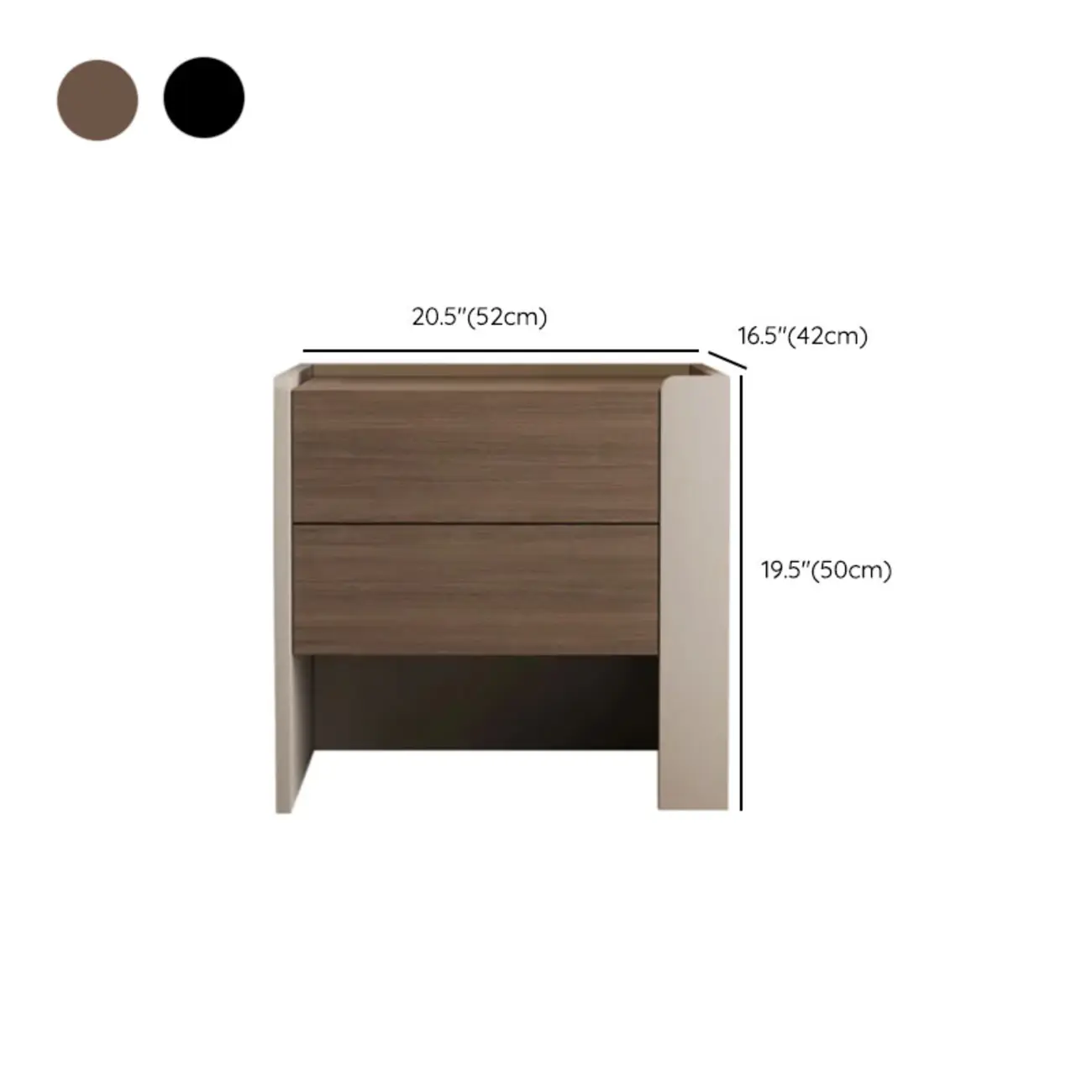 Industrial Modern Wood Open Storage Nightstand 2-drawer Image - 12 | homeyfad