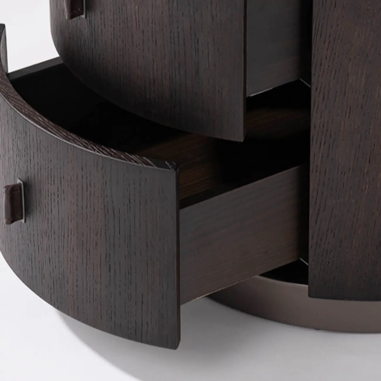 Luxury Brown Alloy Wood Round Nightstand 2-drawer Image - 7 | homeyfad